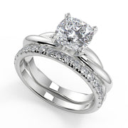 Haylie Infinity Solitaire Rope 4 Prong Cushion Cut Diamond Engagement Ring - Nivetta